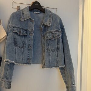 Blue Cropped Denim Jacket